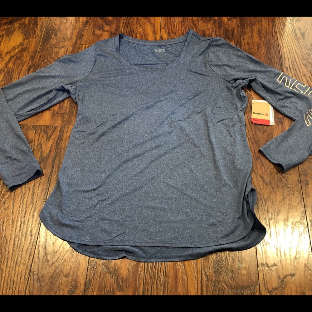 Reebok gray-blue with Rose gold logo on sleeve